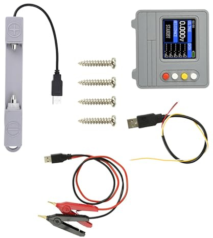 carotoe Portable Battery Voltages and Internal Resistance Tester Features 1.77Inch Display 99 Data Storage and 4P USB Cable Tiny Battery Tester with Data