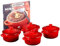Le Creuset Juego de 4 mini cocottes de gres con libro de cocina, 8 onzas cada uno, Cerise
