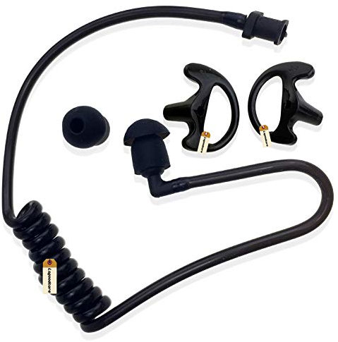 Lsgoodcare Replacement Acoustic Tube with Earbud Compatible for Motorola Kenwood Midland Two Way Radio Replacement Coil Tube Black +2 Way Radio Open Ear Insert Earmold Ear Bud Ear Piece Small Black