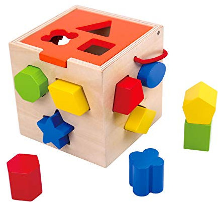 Andreu Toys 921 TKA977 EA Wooden Shape Sorter (EXP), Multicolor, 14 x 14 x 14 cm