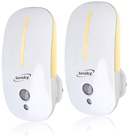 Sensky [2 Packs Plug in LED Night Lights Dusk to Dawn Photocell Sensor Nightlight, Two Levels of Brightness Adjustable, Dimmable Night Light for Hallway, Bedroom, Kids’ Room, Kitchen, Stairway