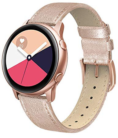 EDIMENS Echtleder-Armband, kompatibel mit Samsung Galaxy Watch Active 2, 40 mm Band, 20 mm dünnes Ersatz-Lederband für Galaxy Watch 42 mm/Active/Active 2 Smartwatch für Damen und Herren