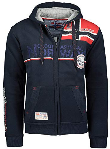 Geographical Norway FAPONIE Men - Felpa Cappuccio e Tasca a Canguro da Uomo - Felpa con Logo da Uomo - Felpa Cappuccio a Manica Lunga e Calda - Sport Hoodie Casual Heather (Navy M)