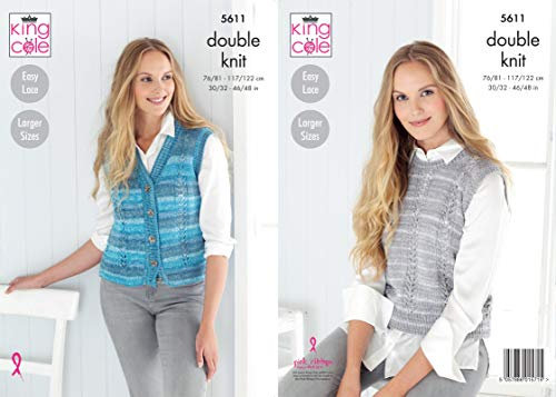 Ladies Knitting Pattern Waistcoat and Jumper in Island Beaches DK King Cole 5611