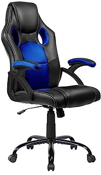 DORMIDAN- Silla Gaming, Silla de Escritorio, Silla de Oficina, Silla de Ordenador, Silla Giratoria, regulación en Altura, con Respaldo, Silla para Videojuego, Silla Racing SR-1 (Azul)