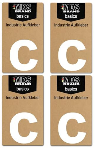 Basics von MDS Brand, 10cm Buchstaben Aufkleber, 4 Stück, Glänzend, Buchstaben zum aufkleben, Wetterfest klebebuchstaben (c, Weiss)