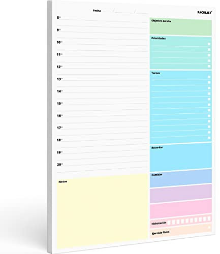 PACKLIST® Planificador Diario A4 – Agenda Perpetua Día por Página – Ideal para Clases y Organización Personal – 52 Hojas Daily Planner