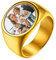 U7 Goldene Ringe Herren Edelstahl Ring Männer Oval Siegelring mit Foto Fingerring mit Gravur Bandring Herren Gold Statement Ring Men Memorial Partnerringe Personalisiert Herrenschmuck für Cocktail