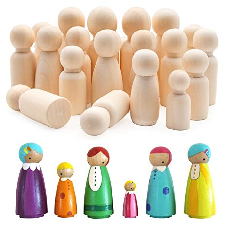 LURICO Holzpuppe zum Bemalen, 50 Stück, Holzmann, Fußpuppe aus Holz, Figur aus Holz, zum Bemalen, für Spielzeug, Malerei, Geburtstag, Weihnachten, Geschenk