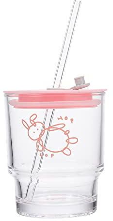 Taza de café de Taza de de Cristal: Taza de Vidrio de Bebida de Leche con Tapa, Vaso de Vidrio Transparente sin para Bebidas Jugo de Agua de 350 ml