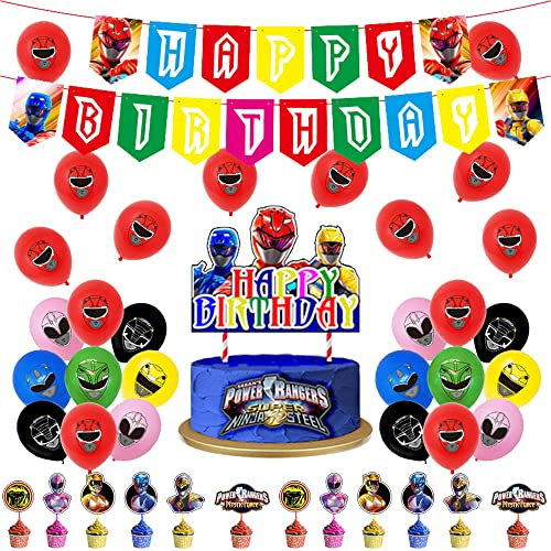 Geburtstag Deko Power Hero Luftballons Power Hero Party Deko Power Rangers Geburtstagsdeko Girlande Kuchendeckel