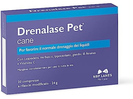 NBF Lanes | Drenalase Pet Hund, 30 nicht teilbare Tabletten mit modifizierter Freisetzung zur Förderung der normalen Entwässerung von Flüssigkeiten