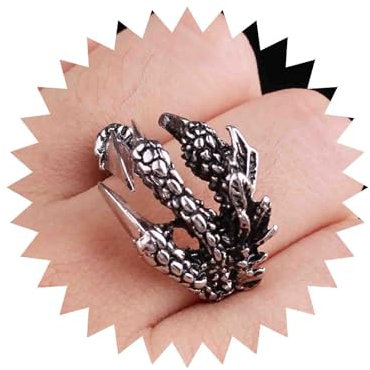 TseenYi Goth Dragon Claw Ring Vintage Dragon Claw Skeleton Ring Silber Dragon Claw Wickelring Verstellbarer offener Wickelring Cosplay Cocktailparty Biker Ring Schmuck für Frauen und Mädchen Geschenke