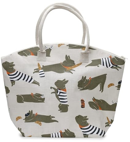 Puckator Bark Bertrand The French Bulldog Jute Beach Bag - Beach Essentials - Summer Beach Bag - Beach Tote Bag - Shoulder Bag - Hobo Bucket Bag - Summer Essentials - Handbag - Holiday Bags For Women