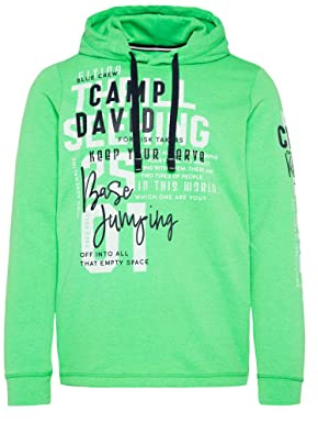 Camp David Herren Kapuzensweatshirt mit Rubber Prints Electric Green XXL