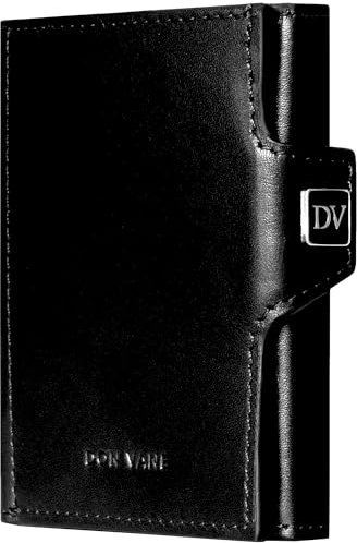 DON VANE Elite Pocket I Slim Wallet mit XL Münzfach I Mini Geldbörse Leder mit RFID Schutz I Kleines Karten Portemonnaie für Herren Damen I Kreditkartenetui Kartenetui I Geldbeutel flach Schwarz