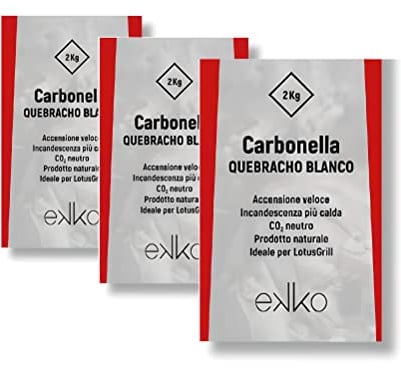 3 Säcke Premium Quebracho Blanco Holzkohle 2 kg kompatibel mit Lotus Grill