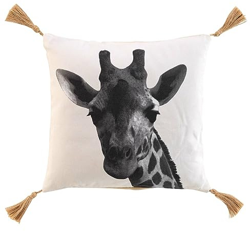 MACOSA U1611625 Deko-Kissen 40 x 40 cm Giraffe Weiß Grau inkl. Füllung großes Sofakissen mit Reißverschluss Dekokissen Zierkissen Deko Couchkissen