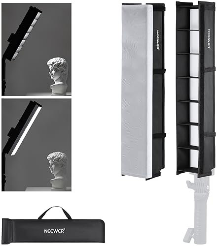 NEEWER Diffuseur Softbox Grille Lumineuse en Tube pour Bâton Lumineux LED BH20B, Bande de Grille en Nid d'abeille avec Diffuseur Attaches Tactiles Diffusion en Direct Youtube TikTok Portrait, NS2S