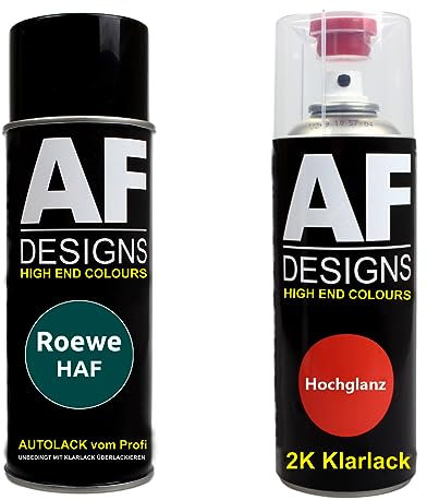 Lot de 2 bombes de peinture de base 2K pour Roewe HAF Poseidon Vert métallisé 2K Vernis transparent Spray 400 ml