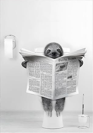 QPLGTU Badezimmer Tier Dekoration Bilder, Interessante Tier Poster Dekoration Bilder, Bad Kuh Poster Dekoration Leinwand Gemälde, Rahmenlos (Stil 6,30x40cm*1)