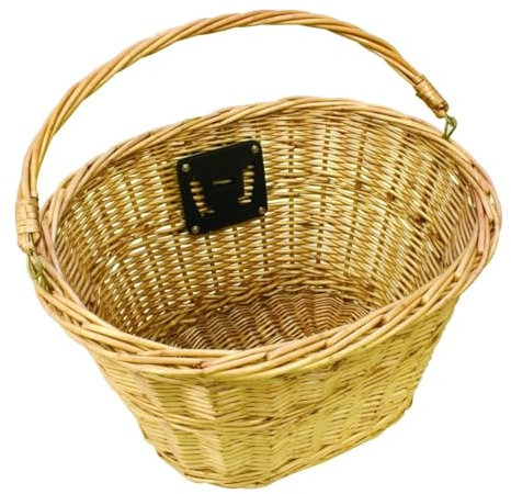 Wicker Bike Basket Oval Quick Release Handlebar Fit With Carry Handle Shopping Luggage