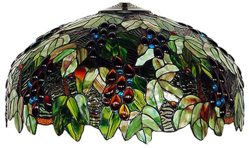 AIBOTY Libellule Glycine Rose Tulipe Tiffany Vitrail Abat-Jour Remplacement pour Lampe De Table Lampadaire Pendentif Plafonnier, Abat-Jour en Verre Coloré Seulement W20 XH10,Grape