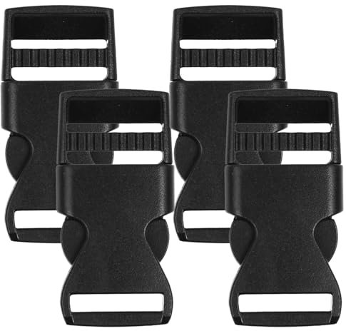 XIAOJING0 4 Pezzi Fibbia Zaino 15mm, Fibbia a Scatto Doppie Regolabile, Ricambi Chiusura Zaini, Zaino Fibbia di Ricambio per Zaino, Cucito, Borsoni, Accessori, No Cucito (Nero)