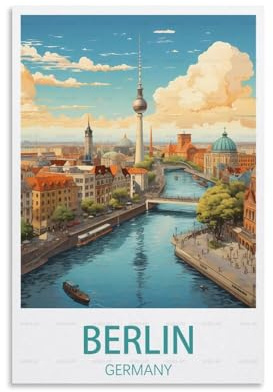 Vintage-Reiseposter Berlin Deutschland, 60 x 90 cm, Leinwand, Wandkunst, Poster für Wohnzimmer, Dekoration, Gemälde für Heimdekoration