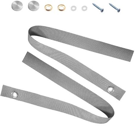Dickno 2 PCS RV Door Straps, 18 Inch Sliding Door Long Security Strap with 4 PCS Button Snap, Universal Locking Tieback Strap Accessories for RV Camper Pocket Door Boat Ladder (Gray)