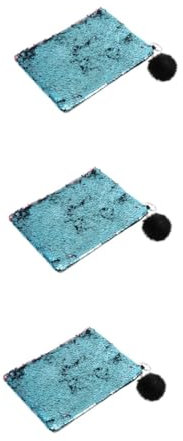 Angoily 3 Stücke Modische Pailletten Bleistift Fall Dame Meerjungfrau Make-up Tasche Handy Fach