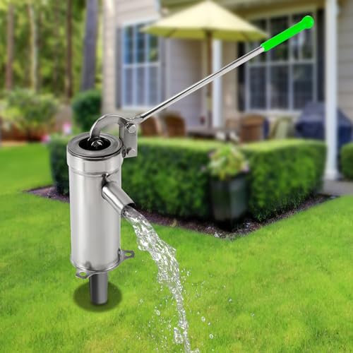 innytund Handpumpe Wasser 32mm Manuelle Tiefwasser Pumpe Edelstahl Handheld Press Saugpumpe Grundwasser für Home Garden Yard