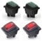 Yisanba Wippschalter, Bootstyp, 6 A, 250 V, 4-polig, 2 Positionen, Ein-/Aus-Mini-Kippschalter, wasserdicht, 2 Stück rot + 2 Stück grün