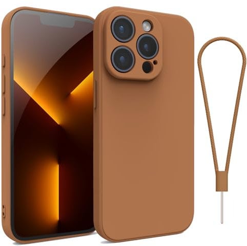 Andwing For iPhone 12 Pro Case Silicone Case Soft Ultra Slim Protective Shockproof Silicone Case Scratch-Resistant Microfiber Lining, 6.1 Brown