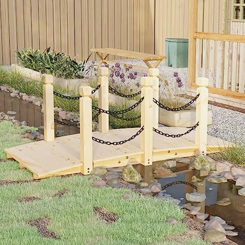 Furniture Home Tools Pont de jardin avec garde-corps en épicéa massif 150 x 67 x 56 cm