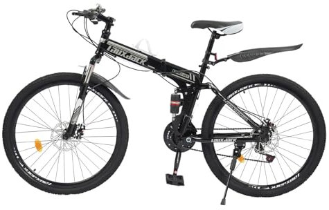 PUDLOR Talson 26 Zoll Mountainbike Outdoor-Sport Mountenbike Carbon Stahl Fahrrad mit Vorne und Hinten Scheibenbremsen 21 Speed Variable MTB Bike, für Jungen, Mädchen, Frauen und Männer Schwarz&Weiß