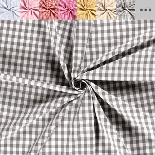 Baumwolle bedruckt Karo Meterware - Baumwollstoff kariert - BW Webware Landhaus *Ab 50cm, Farbe: 068 dunkelgrau
