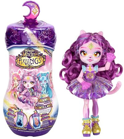 Magic Mixies Pixlings, Muñecas Pixlings Mágicas, 4 Muñecas Diferentes: 2 Reimaginadas y 2 Nuevas, Fashion Doll de 15 cm, Juguete Secreto con Revelación Mágica con Pociones, Famosa (MG101000)
