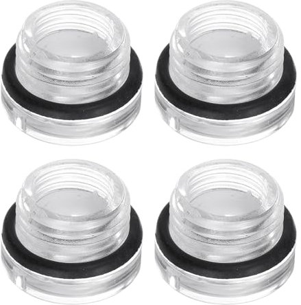 QUARKZMAN 4pz Vetro Spia Olio Compressore Aria M16 x 1,5mm Indicatore Livello Liquido Maschio Indicatore Olio Testa Tonda Plastica O-Ring per Raccordi Compressore Aria Cambio, Trasparente