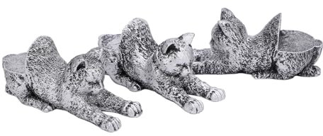 Srliya 3pcs Resin Flower Pot Feet Animal Figures Plant Pot Feet Animal Statues Plant Pots Risers Holder Elevator for Indoor Outdoor Decor (Lazy Cat)