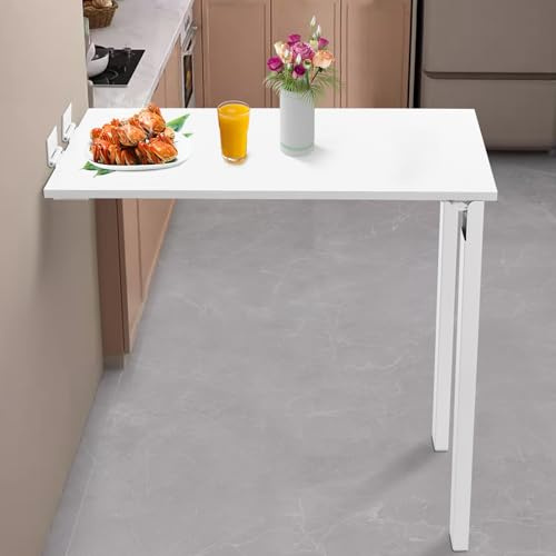MEELRYD Mesa de buffet móvil plegable, 74 x 40 x 74 cm, para interior y exterior, para jardín, balcón, fiesta, color blanco
