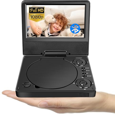 Reproductor de DVD portátil con Bluetooth de 9,5 pulgadas, YOOHOO con pantalla HD de 7,5 pulgadas, para niños, para viajes, TV de coche para reposacabezas, todas las regiones gratis, reproducción de