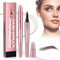 3D Magischer Augenbrauenstift Wasserfest, Microblading Augenbrauenstift Dunkelbraun Eyebrow Pencil mit 4 Gabelspitze Applikator, Erzeugt Mühelos Natürlich Aussehende Brauen (2# Dunkelbraun)