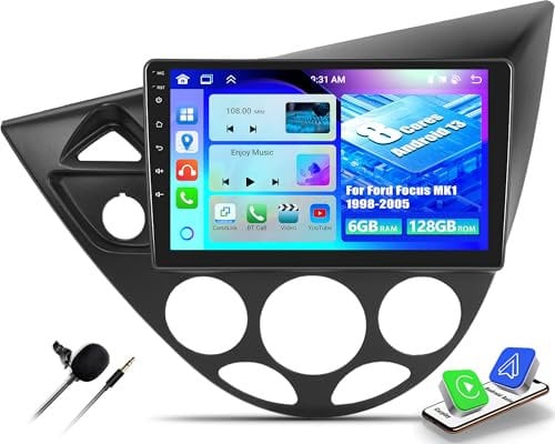 OiLiehu 6+128G 8 Kern Android 13 Doppel Din Radio für Ford Focus MK1 C170 1998-2005 Wireless CarPlay Android Auto Autoradio Mit Bildschirm 9 Zoll mit Mirror Link Bluetooth GPS FM RDS WiFi SWC DSP/EQ