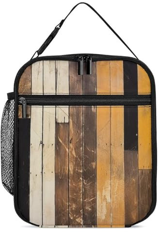 Rustikale Lunchbox aus Holz, isolierte Lunchtasche für Damen und Herren, groß, isolierte Lunchbox, Erwachsene, wiederverwendbare Lunch-Tasche, Kühlbox, Lunchbox, für Arbeit, Mittagessen