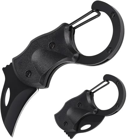 Wjelet Mini Taschenmesser Schwarz, Klapp Messer Klein mit Karabiner,Mini Messer Schlüsselanhänger für Outdoor,Camping,Wandern und Notfälle,Kompakt und Tragbar