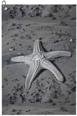 JIUTY Hochwertiges Golf-Handtuch mit Seestern-Muschelmotiv, 40,6 x 61 cm, für Sport, Golftaschen, Schlägerreinigung