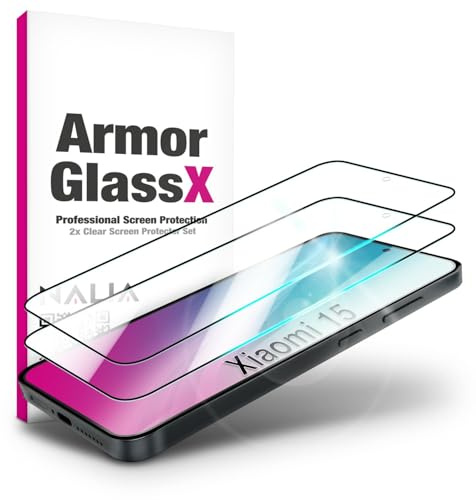 NALIA 2x Schutzglas für Xiaomi 15 - Full-Screen Schutz 9H & Hüllenfreundlich - ARMORGLASSX (Display Glasfolie Transparent & 9H Härte) - Marke aus Berlin