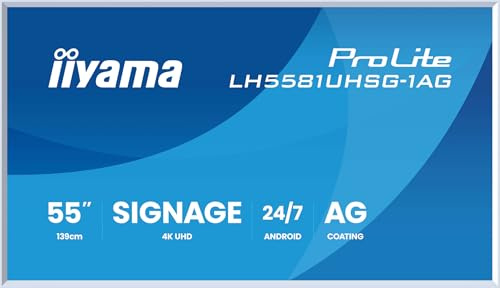 iiyama ProLite 140 cm 55 Zoll Diagonalklasse LCD-Display mit LED-Hintergrundbeleuchtung Digital Signage SoC Mediaplayer 4K UHD 2160p 3840 x 2160 weiße Blende matte Oberfläche