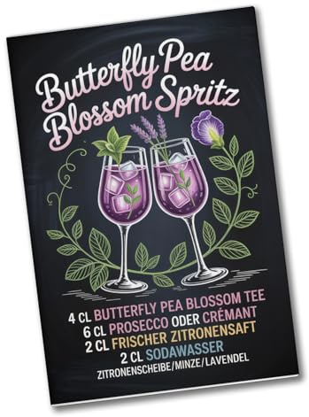 Butterfly PEA Blossom Spritz Souvenir Souvenir Magnet Cocktail-Rezept für die Bar oder Küche dekorativer Souvenir Magnet für Cocktail-Liebhaber